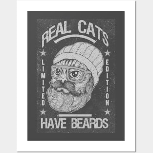 ALL CATS HAVE BEARD BW Posters and Art